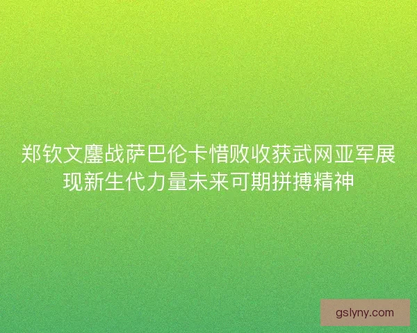 郑钦文鏖战萨巴伦卡惜败收获武网亚军展现新生代力量未来可期拼搏精神